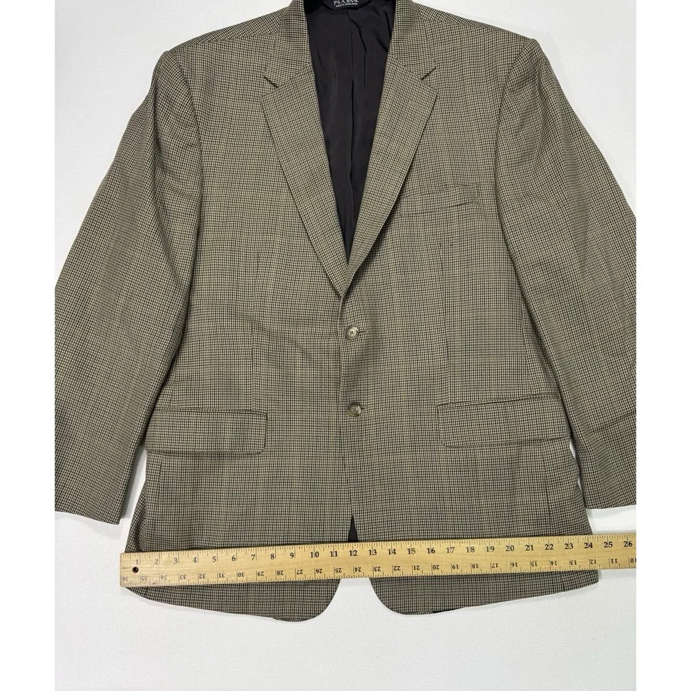 Jos A Bank 46R Brown Houndstooth Wool Sport Coat Blazer Traveler Tailored Fit